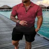 الموضة الصيفية النمر طباعة رجالي المسارات القميص القميص القميص القميص السائبة بدلة التتبع للرجال ملابس هاواي يضع سراويل بولو بقطعة قصيرة بانت مجموعة زائد الحجم
