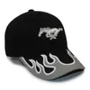 Flame Design Visor Black Racing Cap Mens Cotton Structured Baseball 220615