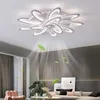 Nordic Luxury Acrylic Intelligent Creative Chandelier Ceiling Fan Lamp LED Invisible Pendant Lights With Fan For Villas Living Dining Room Bedroom Restaurant