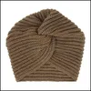 Beanie/Skl Caps Hüte Hüte Schals Handschuhe Mode Accessoires Winter Frauen Mädchen Warme Gestrickte Beanie Einfarbig Tur Dhu3E