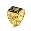 Stal nierdzewna Styl Styl Latający Orzeł Ring Vintage Męskie Zwierząt Pierścionki Pierścionki Gothic Punk Biżuteria z 18k Gold Black Enamel