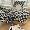 Hand Made Checkerboard Sofa Blanket Bed Cover Blanket