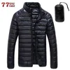 Męskie Parkas Autumn Winter Jacket Men Casual Stand Okoł Ultra światła Parta Portable Owewear Windproof White Duck 6xl1 Phin22