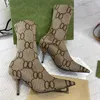 Designer Project Aria Sticked Sock Boots Over Knee High Tall Stiletto Boot Stretch lårhög Pointed Toe Ankle Booties for Women Shoes Factory Factorwear