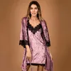 Hiloc Velor Robes Kadın Pijama Setleri Dantel Patchwork Nightdress Set Kadın 2 Parçası Nightwear Velvet Nightgowns Ek Sijiz 220321