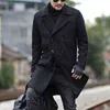 Giacca da uomo in misto lana Inverno caldo sottile Trench alla moda 2021 Cappotto lungo doppio petto Cappotto casual da lavoro T220810