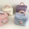 Sacs à cosmétiques cas sac en velours côtelé portable pochette de fleurs de tulipe pour femme doux grande capacité voyage fermeture éclair boîte de rangement de toilette cosmétique