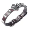 Wojiaer rock punk couro de couro masculino pulseiras pretas pulseiras ajustáveis ​​pulseiras de âncora para jóias especiais de jóias BC017