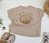 Brand RC Summer Kids T-shirt Boys Girls Baby Short Sleeve Shirts Seagull Shell Tops America Retro Trendy Tees Baby Clothes