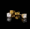 0,96CT Stud H/SI1 rundklippta diamanter Stud 18k pläterat guld