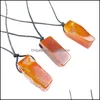 Colliers de pendentif pendentifs bijoux irregar natural pierre rouge agate chaîne de corde fait main pour femmes hommes d dhrmn