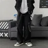 체인 스트리트웨어 남성 넓은 다리 바지가있는 고스 펑크 검은화물 바지하라 주쿠 힙합 혹 HOMBRE CASUAL JOGGERS PANTALON HOMME 220809