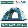 3-4 Personen Campingzelte im Freien, automatische Pop-Up-Zelte, werfen 4-Jahreszeiten-Zelte, große Zelt-Sonnenunterstände für große Familien, die am Strand wandern H220419