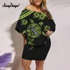 NoisyDesigns Hawaii Turtle Polynesian Tribal Print Summer Dress Women the off axel ruffles bodycon mini klänningar släpper 220627