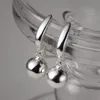 Chandelier en peluche Morivovog Real 925 Siltling Silver Glossy Round Ball Drop Earrings Medies Simple Kpop Femal Luxury Jewelry Giftangle DD