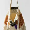 Coréen Plaid Patchwork fourre-tout décontracté pour femmes toile japonaise Shopper femme sacs à main retour au travail week-end dames sac à bandoulière 220512