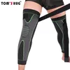 Ginocchiere sportive a strisce allungate verdi Protezioni per ginocchiere antiscivolo Fasciatura per gambe Leggings 1 pezzo Cuscinetti lunghi Manicotto caldo 220812