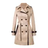 Spring herfst Trench Coats Women Slim Double Breasted Ladies Trench Coat Lange vrouwen Windschepen groot formaat Overjas Femmino 220812