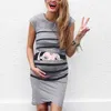 Moedership zomer grappige jurk gestreepte print mouwloze zwangere kleding grofesse j220628