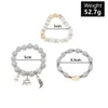 S2869 Gioielli di moda bohémien Cuore Elefante Angelo Ala Ciondolo Fili Bracciale con perline Fatto a mano Multi strato Crepa Perline di pietra Charms Braccialetti a catena 3 pezzi / set