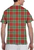 T-shirt da uomo Camicia da uomo Casual manica corta scozzese rossa e verde T di grandi dimensioni Abbigliamento da uomo