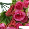 Decorative Flowers Wreaths Festive Party Supplies Home Garden 21Pcs Artificial Rose Flower Bouquet Heads Drop Delivery 2021 Xpn