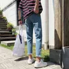 Zomer jeans mannen slanke mode gewassen solide kleur casual rechte jean broek mannen streetwear wilde hiphop denim broek heren j220629