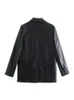 PB&ZA4432710 Women 2022 New Fashion imitation leather Blazer Coat Vintage Long Sleeve Back Vents Female Outerwear 4432/710 L220728