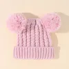 Chapéus de malha de garotas Kid Crochet Double Fur Ball Cap crianças tricotar Acessórios infantis ao ar livre