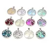 Pendant Necklaces High Quality Natural Freshwater Shell Round Tree Of Life Charms For Jewelry Making DIY Necklace Accessories 42x50mm 1PCPen