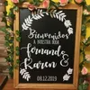 Spanish Sytle Wedding Welcome Sign Chalkboard Vinyl Sticker Personalized Name Bride And Groom Custom Rustic Poster Decor LC1763 220613