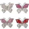 Charm Bracelets Butterfly Snaps Jewelry Rhinestone Metal 18mm Snap Buttons Fit Leather Silver Bracelet Bangle Interchangable