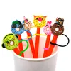 Padrão de donut personalizado Silicone Straw Toppers Acessórios Charms reutilizáveis à prova de respingos de pó de poeira Decorativa de 8mm palha 1675722