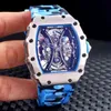 Watch Designer Luxury Mens Mechanics Watch Rihca Milles Blue Grey Silver Rubber Men Automatic Mechanical Tourbillion Black Pablo Mac Donough