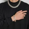 Hotsale Mens Bling Chains 18mm 16/18/20/22/24inch Gold Silver CZ Cuban Chain Necklace Bracelet for Men Women Hip Hop Chains