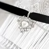 Gargantillas coreanas barrocas Vintage negro cinta gargantilla para mujeres niñas elegante corazón perla collar fiesta joyería gargantillas Sidn22