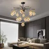 Lampade a sospensione moderne con sfera in vetro a forma di corona Decorazione del soggiorno Decorazioni per la camera da letto del salone Luci dorate a LED per lampadari per interni Illuminazione Lampadari Lampadario a soffitto