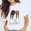 Vrouwen grafische koffie zoete meid cartoon korte mouw voorjaar zomer dame kleding tops kleding T -stukken print vrouwelijke t -shirt t -shirt 220526