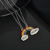 Trendig emalj silverpläterad regnbåge bästa vänner vänskap halsband vän barn smycken gåva grossist pris