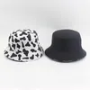 Bérets vache réversible noir blanc Panda zèbre motif seau chapeaux pêcheur casquettes pour femmes été Double face HatBerets Wend22