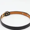 Luxury Leather Skin Armband Lock Designer Bangle Charm Armband smycken Kvinnor Män rostfritt stål dubbel wrap vakuum guld pating279z