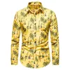 50kg100kg Spring Island Coconut Sailing Beach Holiday Hawaiiaans shirt Regelmatig fit knop Down Yellow Witte lange mouw shirts 210412