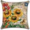 Coussin/oreiller décoratif rétro jaune feuilles florales coussin de tournesol décoratif taie d'oreiller en lin pour la décoration de la maison canapé personnaliséCushio