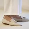 Sandały modne mokasyny Korea Style proste płaskie buty miękkie, oryginalne skórzane stóp palce lady muły wiosenne jesienne płaskie płaskie