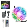 RGB LED Strip Light Taśma Elastyczna Dioda Ribbon SMD 5050 RGB 24kkey 44key Power Zdalne Wodoodporne oświetlenie 5m