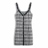 Femmes d'été Plaid Tank Dress sans manches col en V simple boutonnage Vintage femme élégante une ligne Mini robes Vestidos FH2005 210513