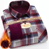 Erkekler Marka Kış Sıcak Eğlence Uzun Kollu Artı Kalın Baskılı Ekose Gömlek Yün Çift Taraflı Kadife Hayır Beşik Üst Bluz 220324