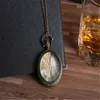 Montre de poche Vintage en bronze et verre, 10 pièces, grand collier long, Quartz-1-8