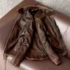 Queue hommes veste Vintage moto vestes 100% cuir de vachette manteau mâle motard vêtements asiatique taille S6XL M697 220810