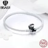 BISAER 925 Sterling Zilver Pulseira Sneeuwvlok Bangles 925 Hart Snake Chain Clasp Femme Armband voor Dames Sieraden 220414